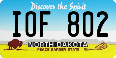 ND license plate IOF802