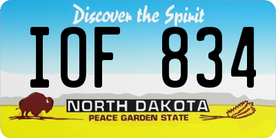 ND license plate IOF834