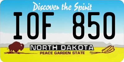 ND license plate IOF850