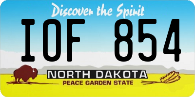 ND license plate IOF854