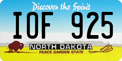 ND license plate IOF925