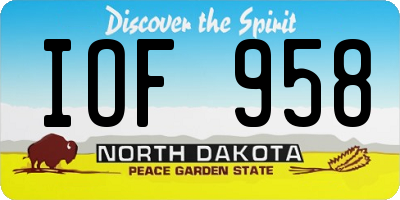 ND license plate IOF958