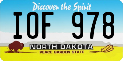 ND license plate IOF978