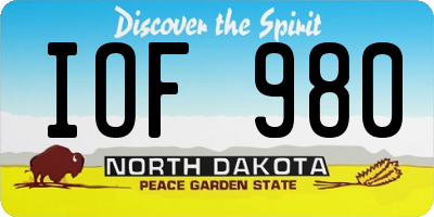 ND license plate IOF980