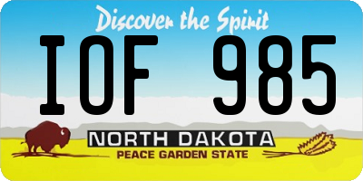 ND license plate IOF985