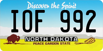 ND license plate IOF992
