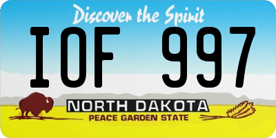 ND license plate IOF997