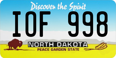 ND license plate IOF998