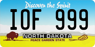 ND license plate IOF999