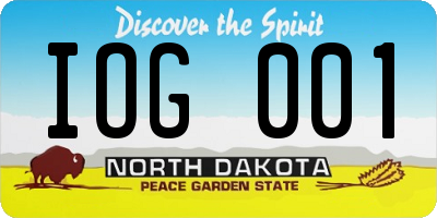 ND license plate IOG001