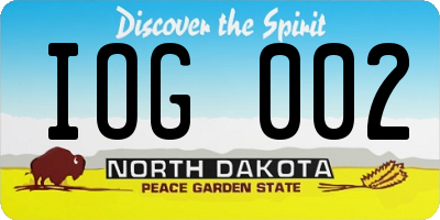 ND license plate IOG002