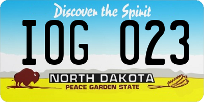ND license plate IOG023