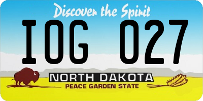 ND license plate IOG027