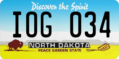 ND license plate IOG034