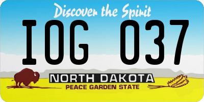 ND license plate IOG037