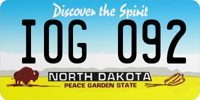 ND license plate IOG092