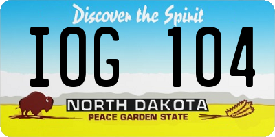 ND license plate IOG104