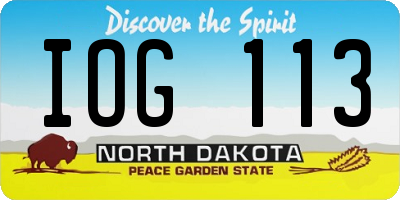 ND license plate IOG113