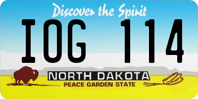 ND license plate IOG114