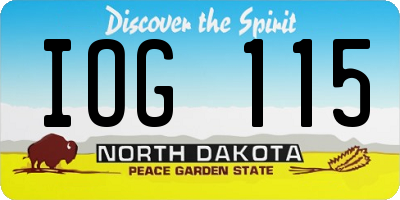 ND license plate IOG115