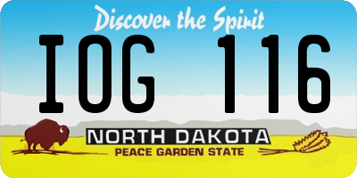 ND license plate IOG116
