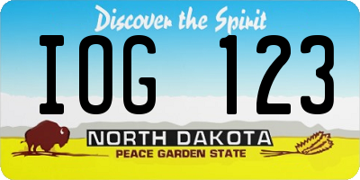 ND license plate IOG123