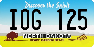 ND license plate IOG125