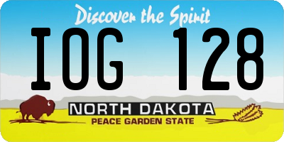 ND license plate IOG128