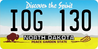 ND license plate IOG130