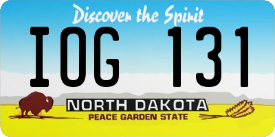 ND license plate IOG131
