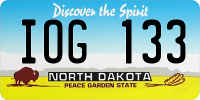 ND license plate IOG133