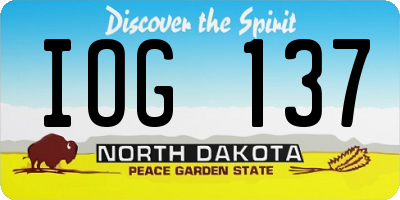 ND license plate IOG137