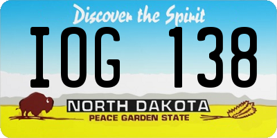 ND license plate IOG138