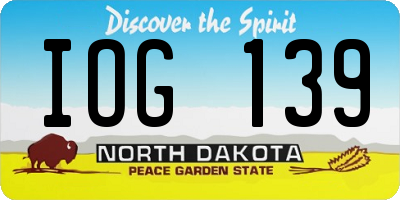 ND license plate IOG139