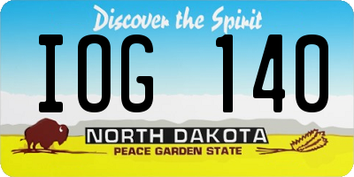 ND license plate IOG140