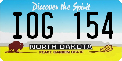ND license plate IOG154