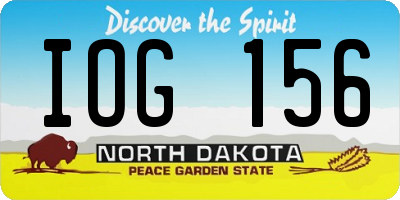 ND license plate IOG156