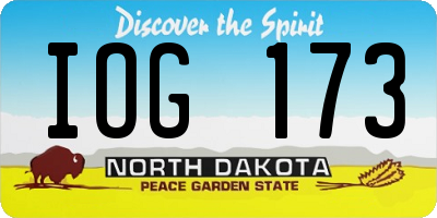 ND license plate IOG173