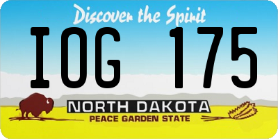 ND license plate IOG175