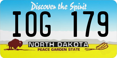 ND license plate IOG179