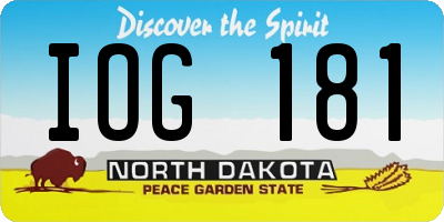 ND license plate IOG181