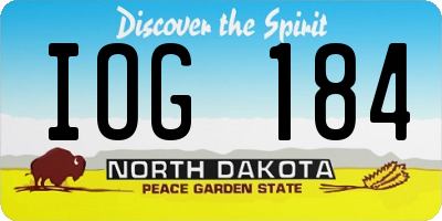 ND license plate IOG184