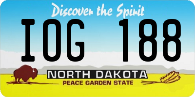 ND license plate IOG188