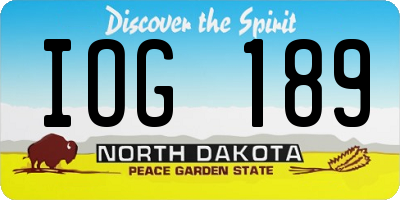 ND license plate IOG189
