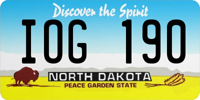ND license plate IOG190