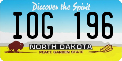 ND license plate IOG196