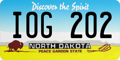 ND license plate IOG202