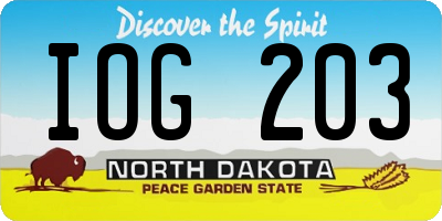 ND license plate IOG203