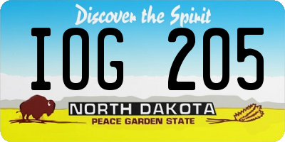 ND license plate IOG205