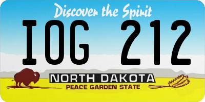 ND license plate IOG212